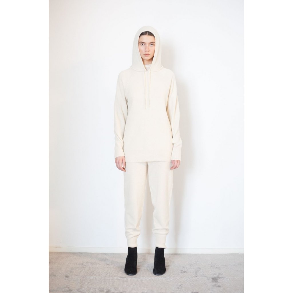 CASHMERE KNITTED HOODIE HOSSEGOR BY ENVELOPE 1976 IN IVORY WHITE