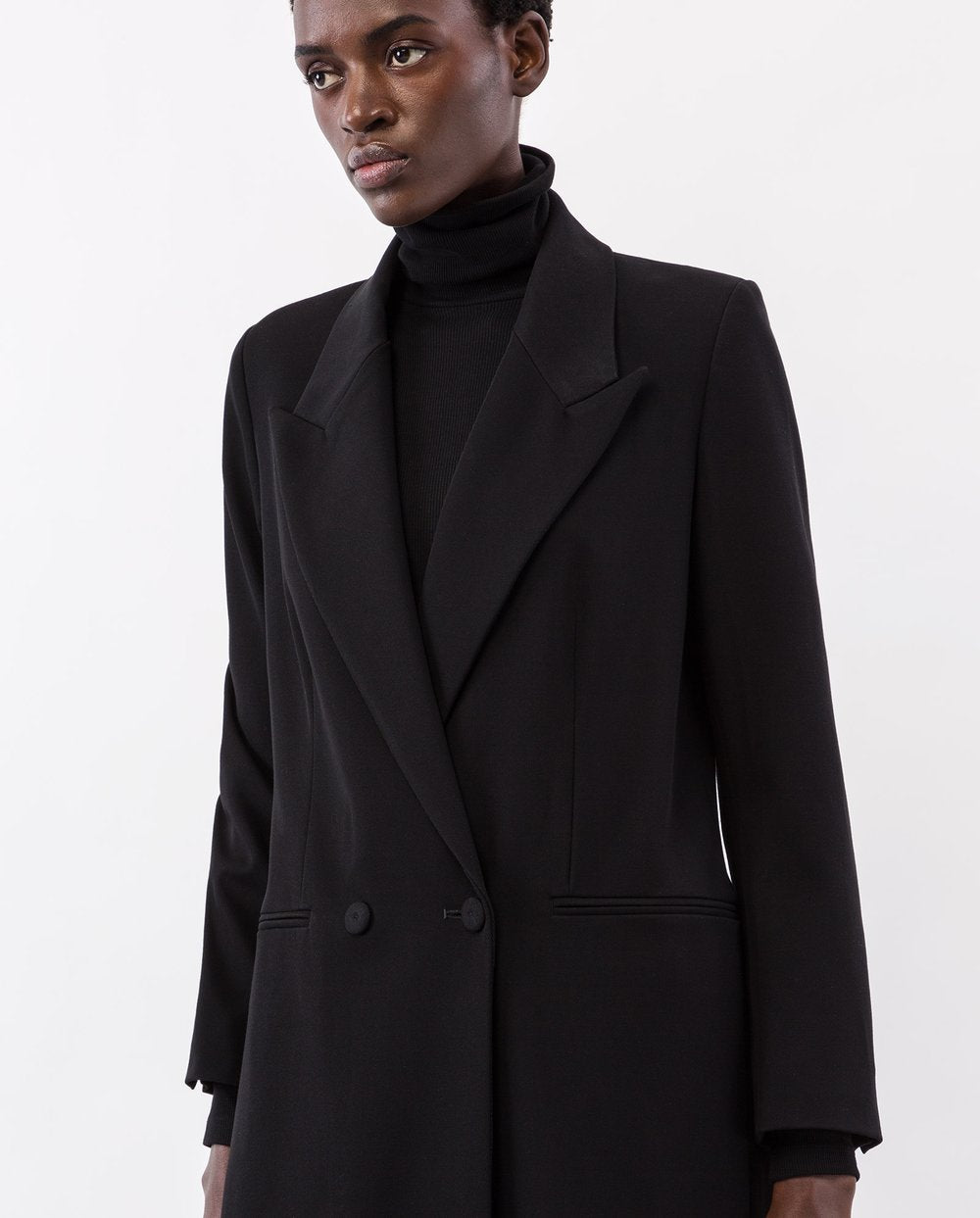 Maxi blazer coat in black