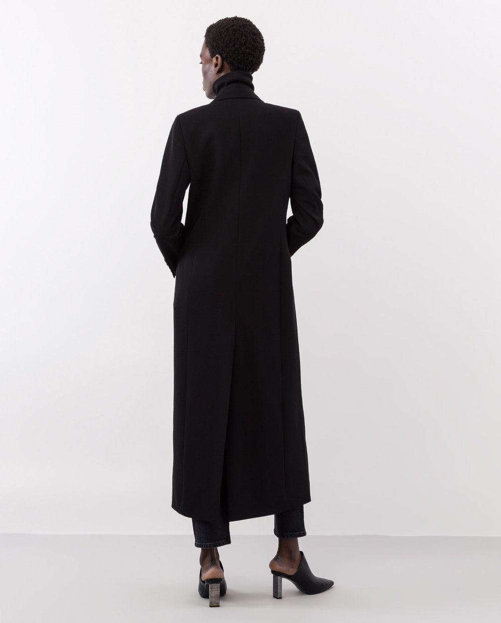 Maxi blazer coat in black