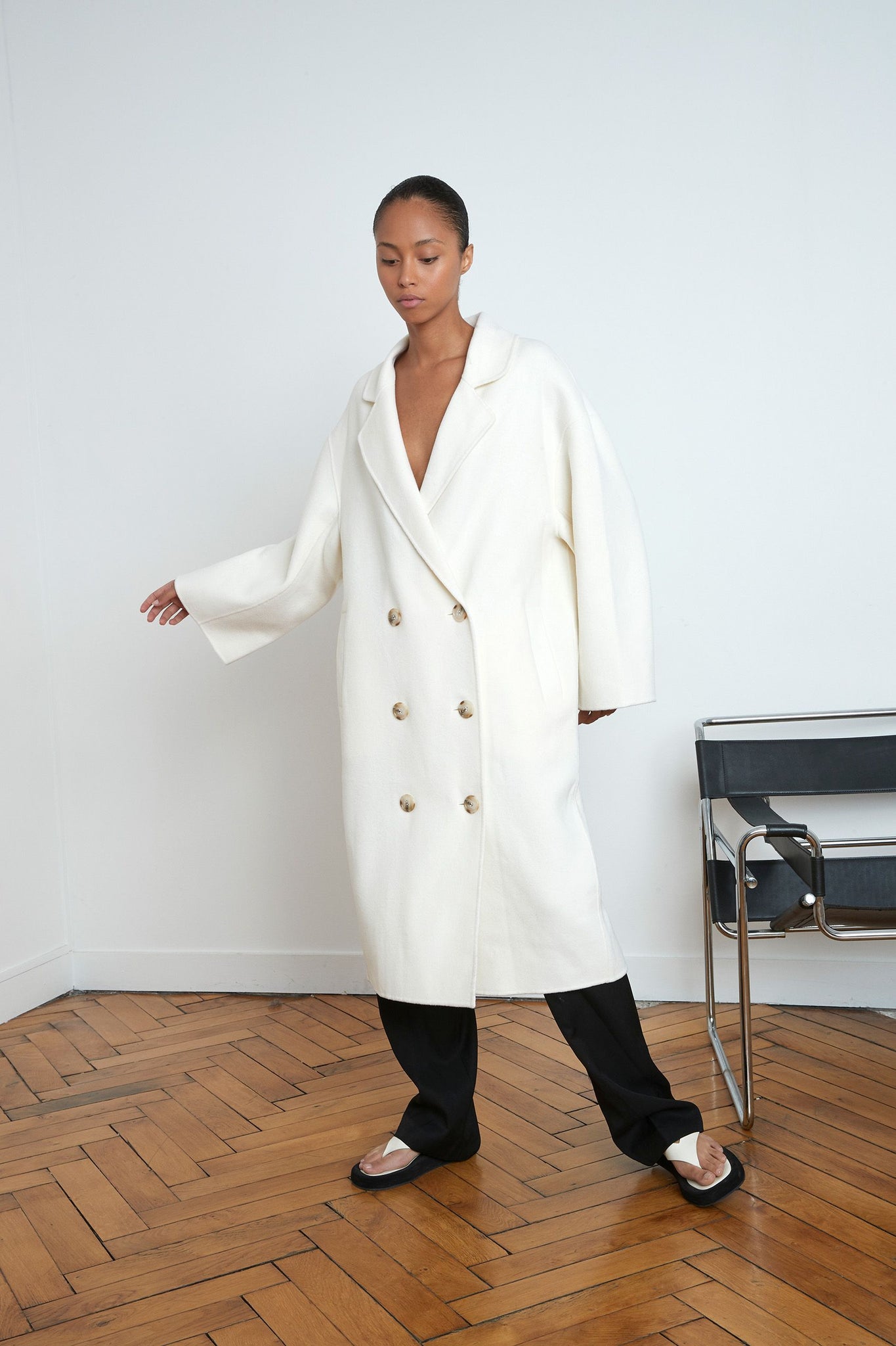 BORNEO OVERSIZED COAT BY LOULOU STUDIO IN IVORY