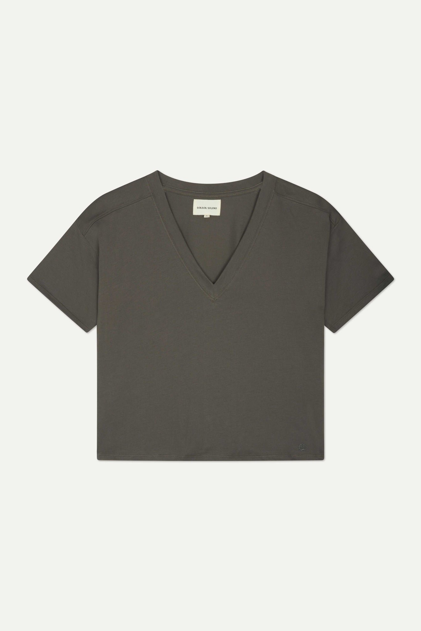 FAAA V NECK T-SHIRT BY LOULOU STUDIO IN GREY