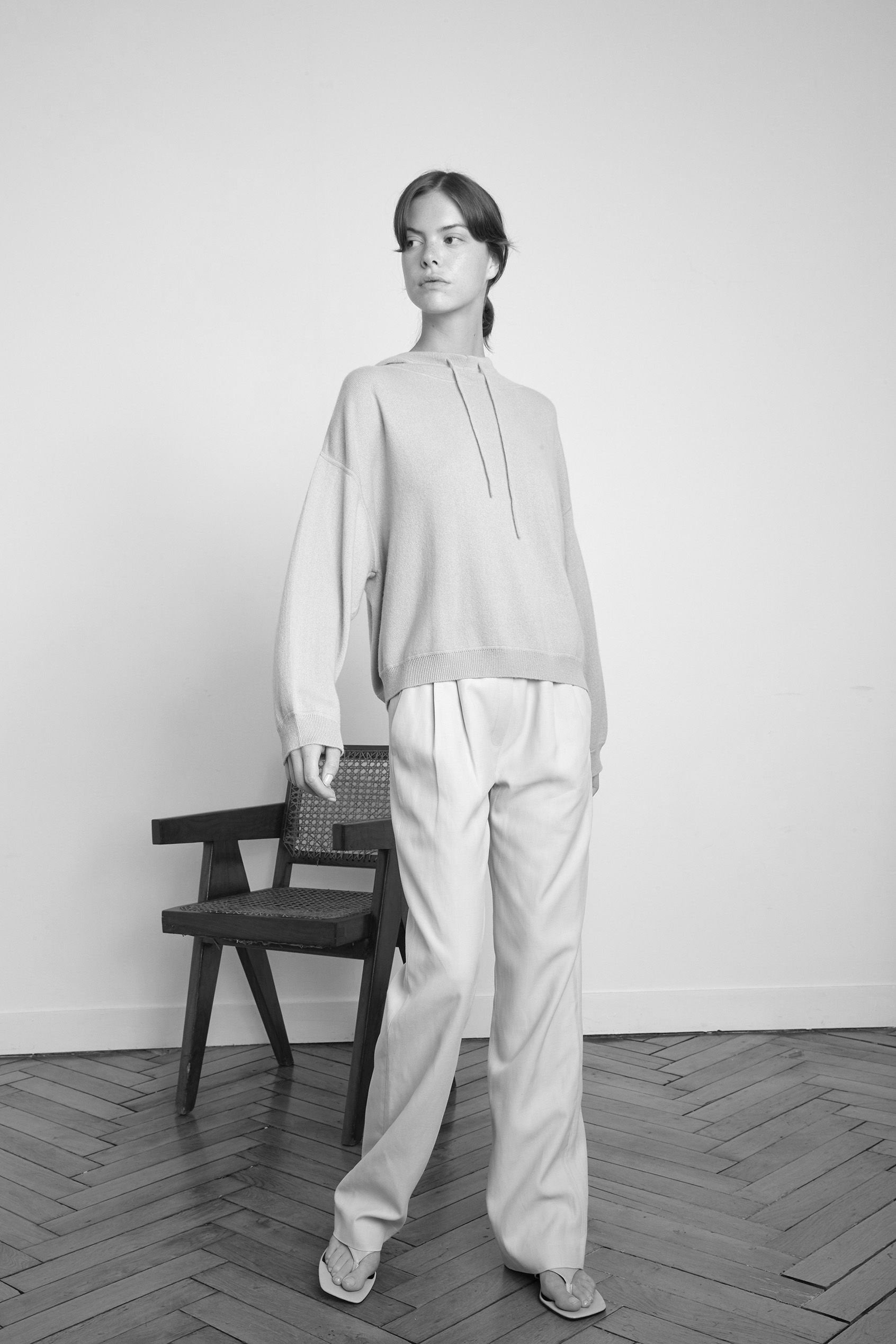【LOULOU STUDIO】カシミヤ100% グレー パーカー S LINOSA CASHMERE HOODIE BY LOULOU STUDIO IN LIGHT GREY