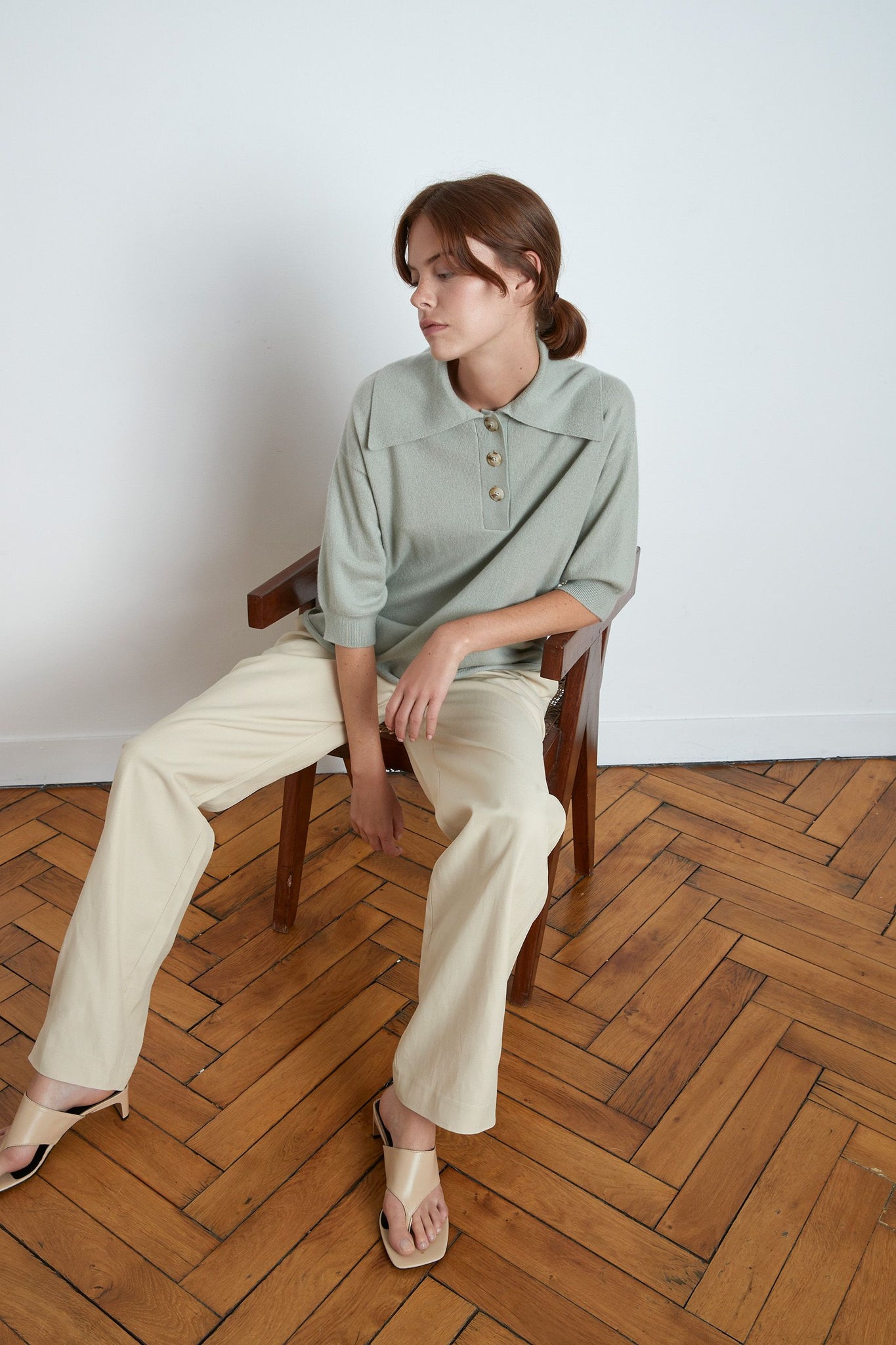 SAZILEY CASHMERE POLO BY LOULOU STUDIO IN ALMOND