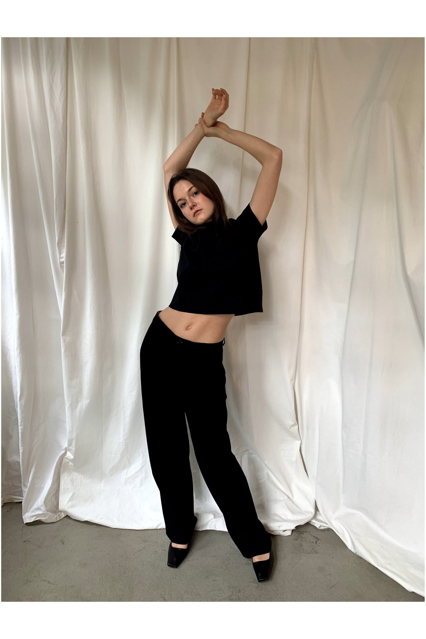 BLACK CROPPED MOCK TEE BY THE SEPT - BEYOND STUDIOS