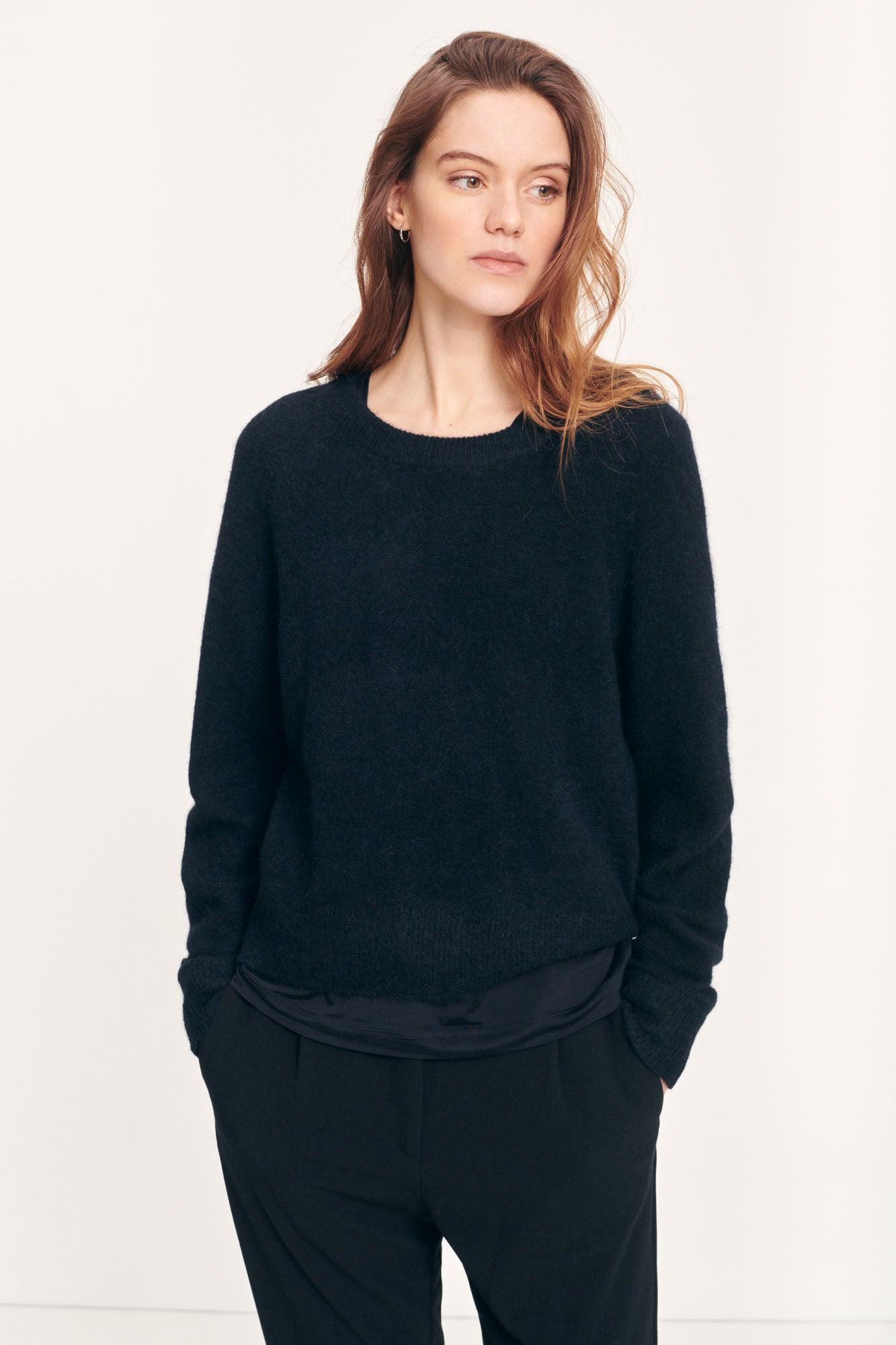 Nor on short alpaca sweater in black