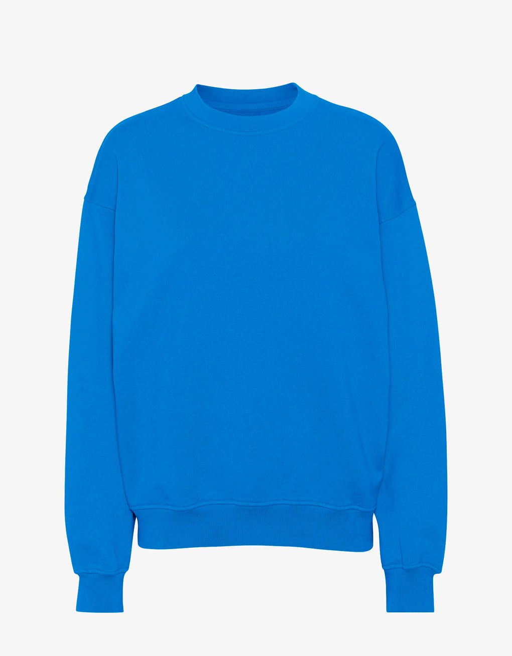 Organic oversized crew sweater in pacific blue