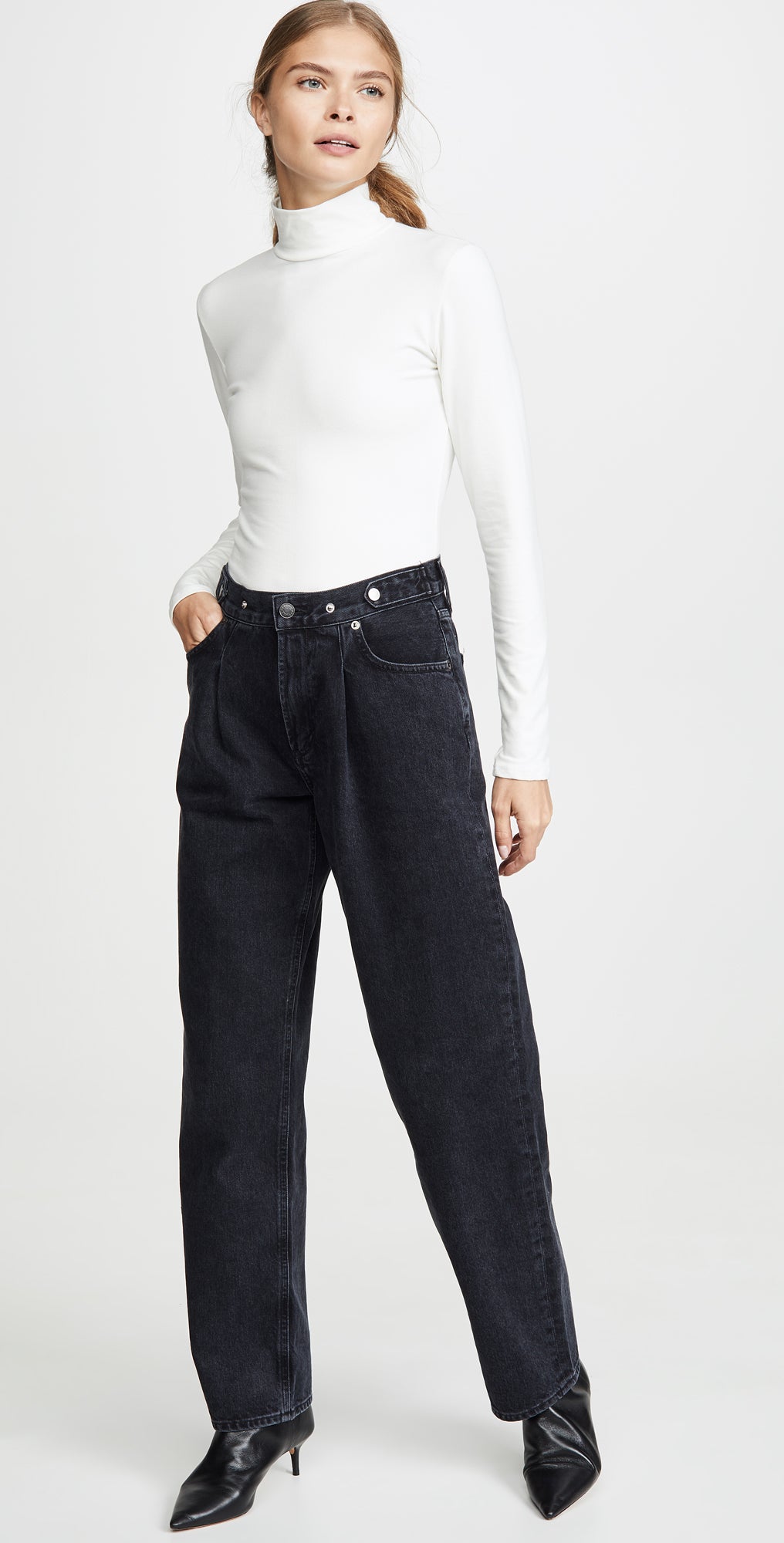 BLACK BAGGY PLEATED OVERSIZED JEANS BY AGOLDE