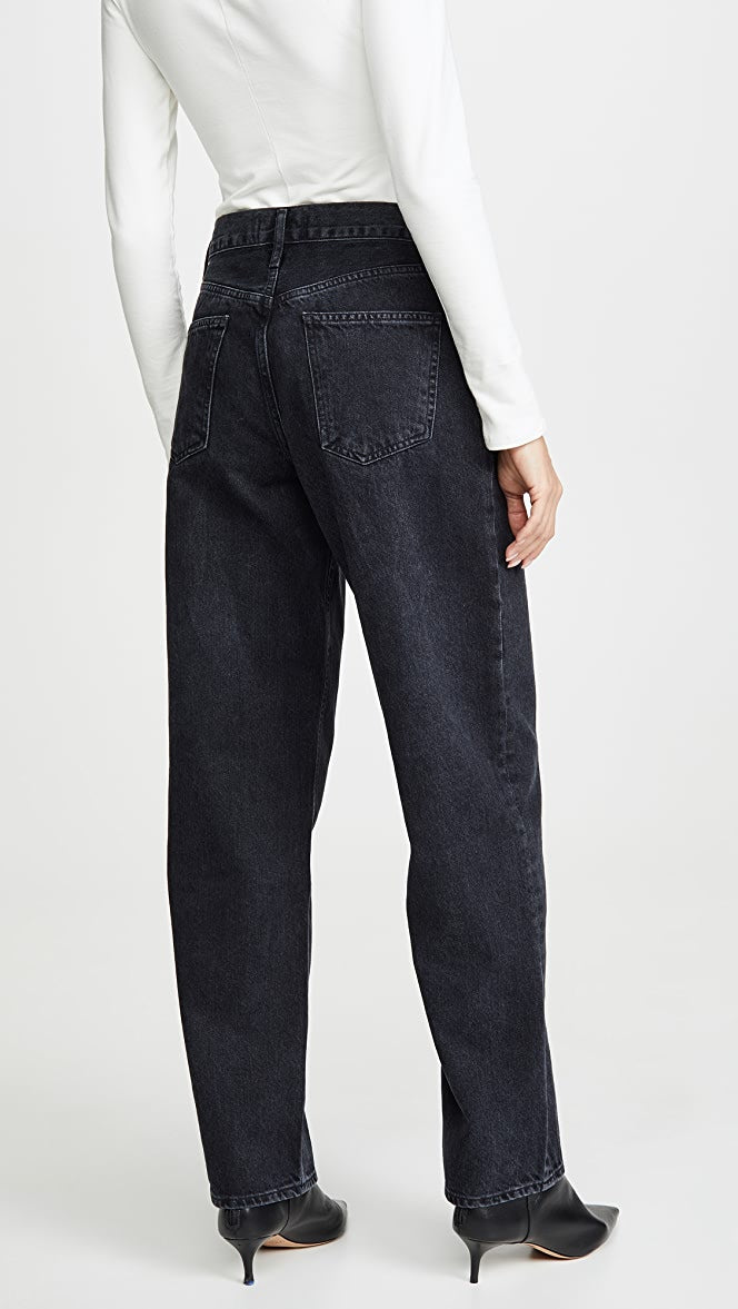 BLACK BAGGY PLEATED OVERSIZED JEANS BY AGOLDE
