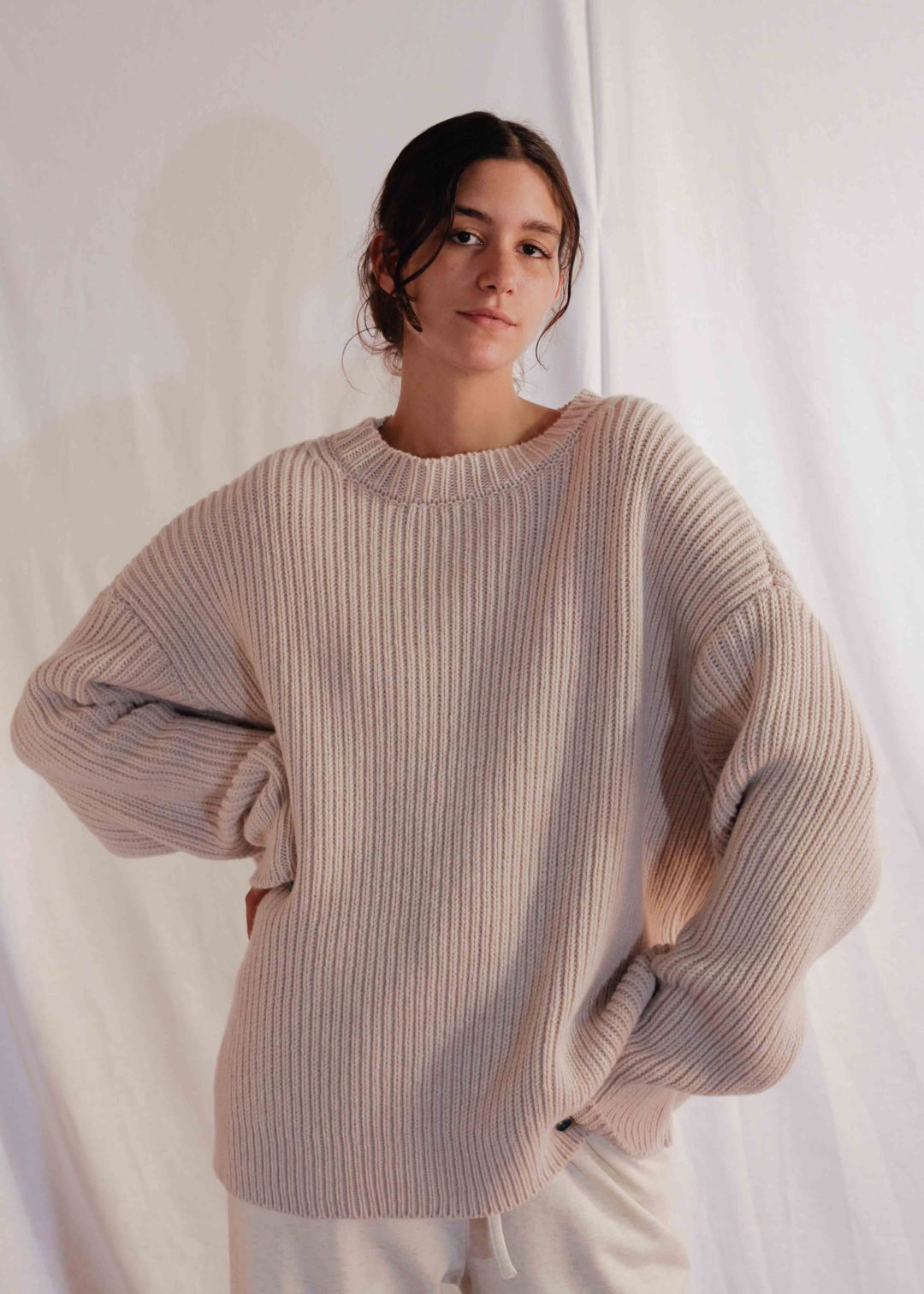 CHUNKY UNISEX KNIT PULLOVER IN OFF-WHITE BY CAN PEP REY
