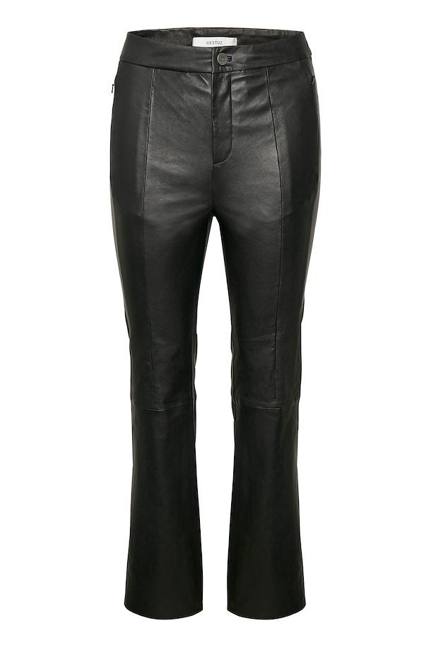 Gestuz FLARED PANTS - Leather trousers - bitter chocolate/brown 