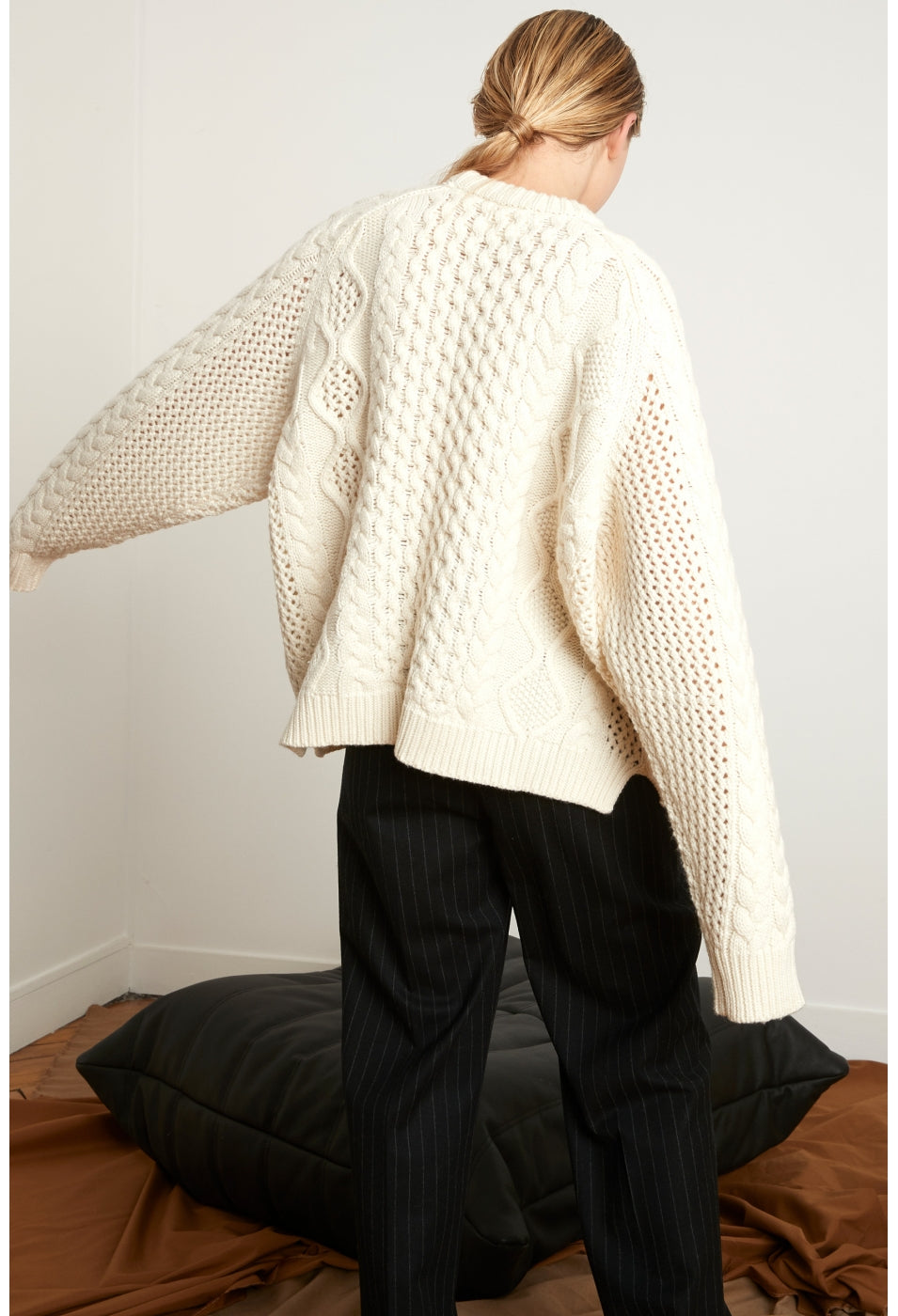 CIPRIANU CABLE KNIT PULLOVER BY LOULOU STUDIO IN CREAM - BEYOND STUDIOS