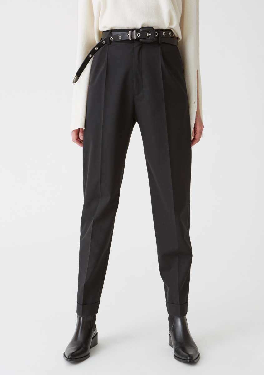 PLEATED FRONT FULL LENGTH TROUSERS BY HOPE IN BLACK