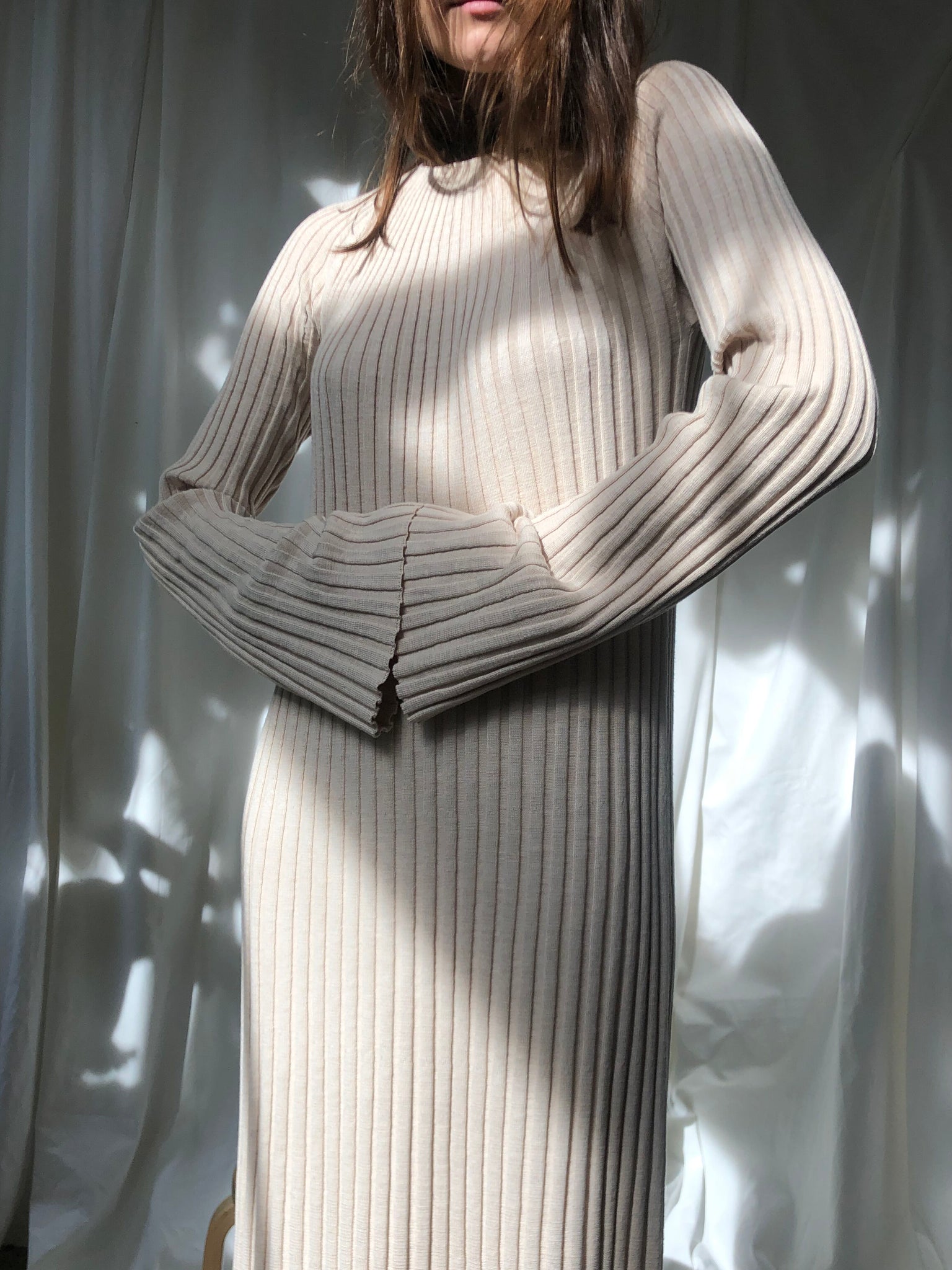 RIBBED KNIT MAXI DRESS IN NATURAL BY LOULOU STUDIO - BEYOND STUDIOS