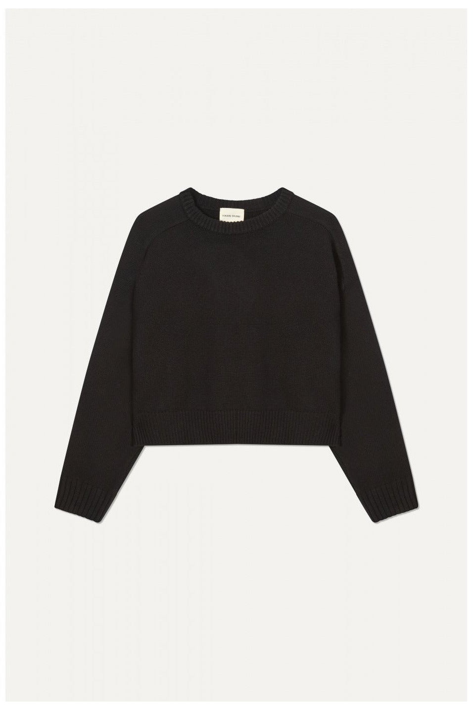 CASHMERE WOOL CROPPED SWEATER BY LOULOU STUDIO IN BLACK - BEYOND STUDIOS