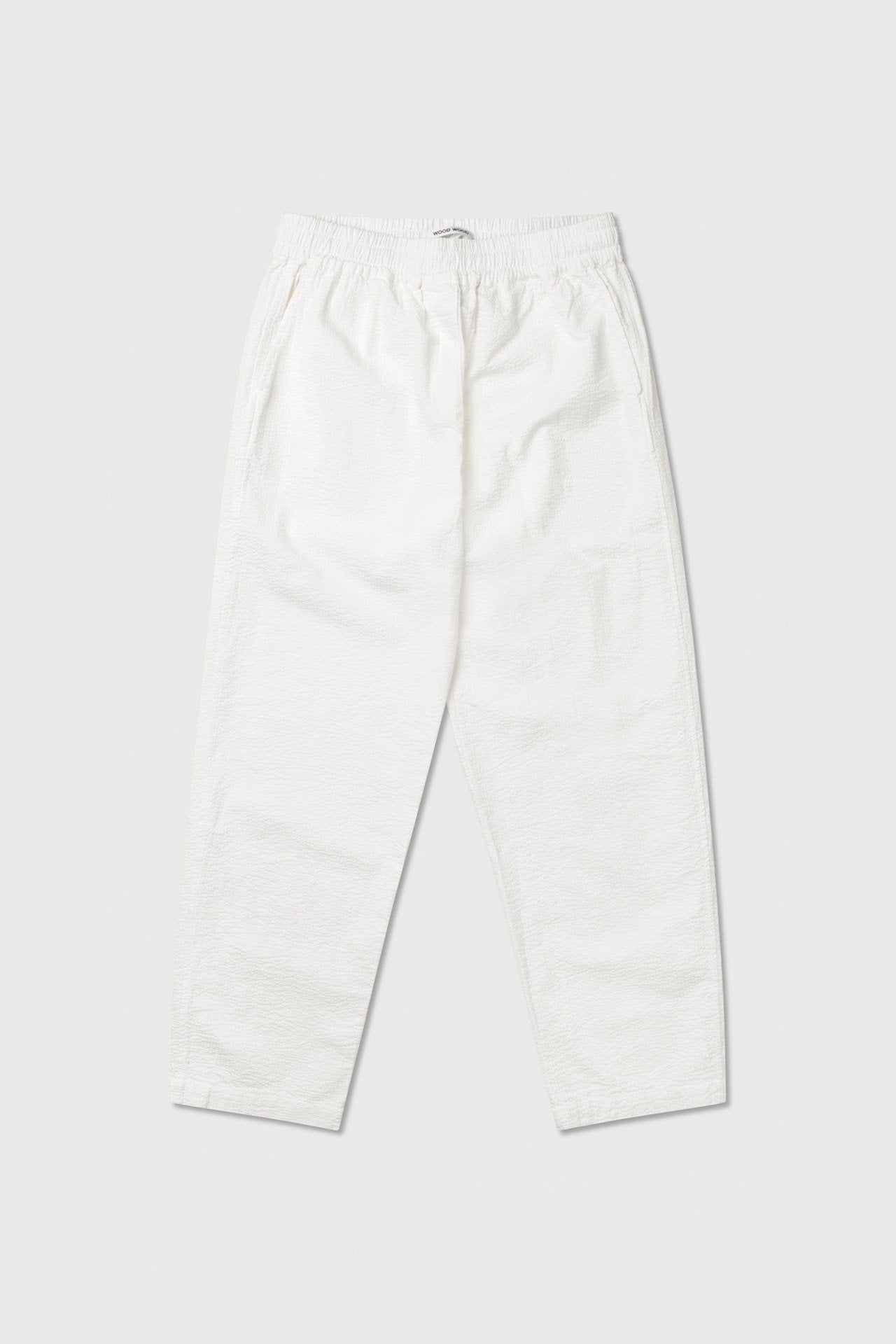 Seersucker trousers in off white by Wood Wood