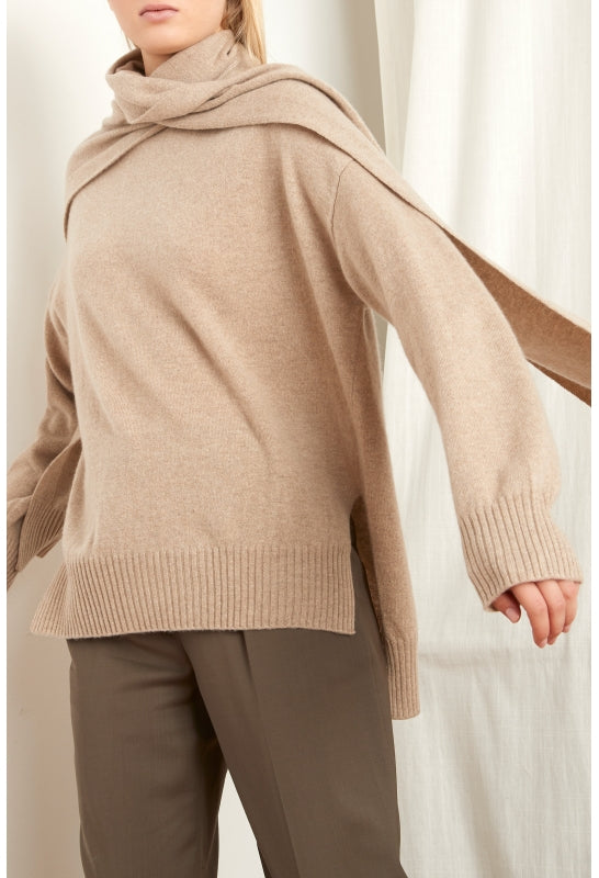 SPANO CASHMERE SCARVE SWEATER BEIGE MELANGE BY LOULOU STUDIO